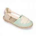 PIQUE Cotton Canvas Girl espadrille shoes with ties closure design.