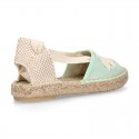 PIQUE Cotton Canvas Girl espadrille shoes with ties closure design.