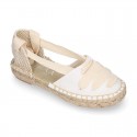 PIQUE Cotton Canvas Girl espadrille shoes with ties closure design.