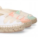 PIQUE Cotton Canvas Girl espadrille shoes with ties closure design.