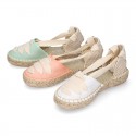 PIQUE Cotton Canvas Girl espadrille shoes with ties closure design.