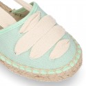 PIQUE Cotton Canvas Girl espadrille shoes with ties closure design.