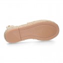 PIQUE Cotton Canvas Girl espadrille shoes with ties closure design.