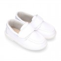 Washable Nappa leather Kids BOAT shoes laceless.