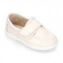 Washable Nappa leather Kids BOAT shoes laceless.