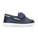 Washable Nappa leather Kids BOAT shoes laceless.