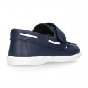 Washable Nappa leather Kids BOAT shoes laceless.