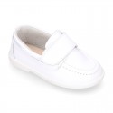 Washable Nappa leather Kids BOAT shoes laceless.