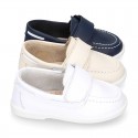 Washable Nappa leather Kids BOAT shoes laceless.