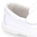 Washable Nappa leather Kids BOAT shoes laceless.