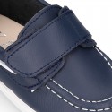 Washable Nappa leather Kids BOAT shoes laceless.