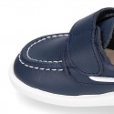 Washable Nappa leather Kids BOAT shoes laceless.