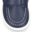 Washable Nappa leather Kids BOAT shoes laceless.