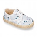 ZEBRAS design canvas Kids Laces up style espadrille shoes.