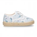 ZEBRAS design canvas Kids Laces up style espadrille shoes.