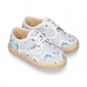 ZEBRAS design canvas Kids Laces up style espadrille shoes.