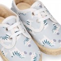 ZEBRAS design canvas Kids Laces up style espadrille shoes.