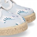 ZEBRAS design canvas Kids Laces up style espadrille shoes.