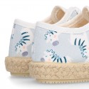 ZEBRAS design canvas Kids Laces up style espadrille shoes.