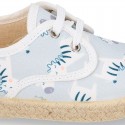 ZEBRAS design canvas Kids Laces up style espadrille shoes.