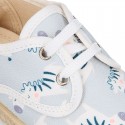 ZEBRAS design canvas Kids Laces up style espadrille shoes.