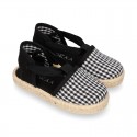 BLACK VICHY Cotton Canvas Girl Valenciana style espadrille shoes.