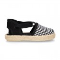 BLACK VICHY Cotton Canvas Girl Valenciana style espadrille shoes.