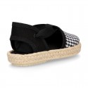 BLACK VICHY Cotton Canvas Girl Valenciana style espadrille shoes.