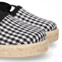 BLACK VICHY Cotton Canvas Girl Valenciana style espadrille shoes.