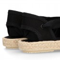 BLACK VICHY Cotton Canvas Girl Valenciana style espadrille shoes.