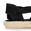 BLACK VICHY Cotton Canvas Girl Valenciana style espadrille shoes.