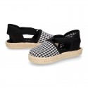 BLACK VICHY Cotton Canvas Girl Valenciana style espadrille shoes.