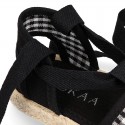 BLACK VICHY Cotton Canvas Girl Valenciana style espadrille shoes.