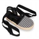 BLACK VICHY Cotton Canvas Girl Valenciana style espadrille shoes.