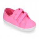 Cotton Canvas Kids Sneaker shoes BAMBA style laceless.