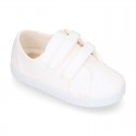 Cotton Canvas Kids Sneaker shoes BAMBA style laceless.