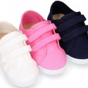 Cotton Canvas Kids Sneaker shoes BAMBA style laceless.