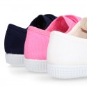 Cotton Canvas Kids Sneaker shoes BAMBA style laceless.