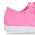 Cotton Canvas Kids Sneaker shoes BAMBA style laceless.