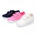 Cotton Canvas Kids Sneaker shoes BAMBA style laceless.