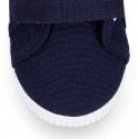 Cotton Canvas Kids Sneaker shoes BAMBA style laceless.