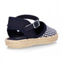 NAVY BLUE VICHY Cotton Canvas Girl espadrille shoes with buckle fastening.