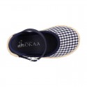 NAVY BLUE VICHY Cotton Canvas Girl espadrille shoes with buckle fastening.