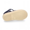 NAVY BLUE VICHY Cotton Canvas Girl espadrille shoes with buckle fastening.