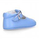 Soft Nappa leather little BABY T-Strap shoes with chopped design in pastel colors.