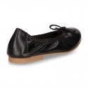 BLACK soft leather adjustable Girl ballet flats with ribbon.