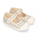 VICHY Cotton canvas Girl Mary Jane shoes with hook and loop strap closure and toe cap.