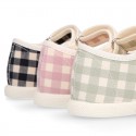 VICHY Cotton canvas Girl Mary Jane shoes with hook and loop strap closure and toe cap.