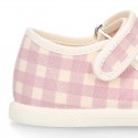 VICHY Cotton canvas Girl Mary Jane shoes with hook and loop strap closure and toe cap.