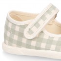 VICHY Cotton canvas Girl Mary Jane shoes with hook and loop strap closure and toe cap.